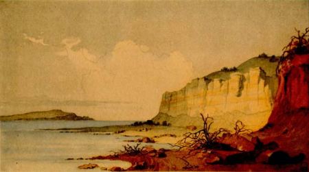 Крутий берег Аральського моря. 1848-1849. Папір, акварель.