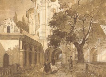 Церква всіх святих у Києво-Печерській лаврі. 1846. Сепія.
