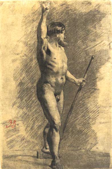 Натурщик. Олівець, вугіль. (1844).