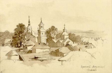 Чигиринський дівочий монастир. 1845. Сепія.