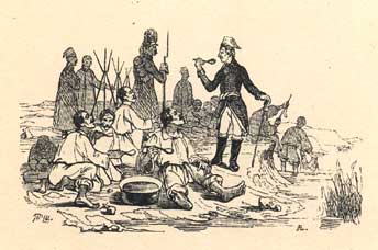 Суворов куштує солдатську їжу. (1842).