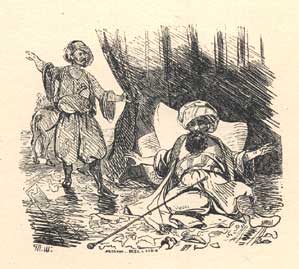Гонець сповіщає візира турецького про несподіваний напад Суворова. (1842).