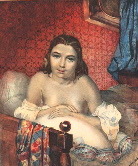 Жiнка в лiжку. Акварель. (1839 - 1840).