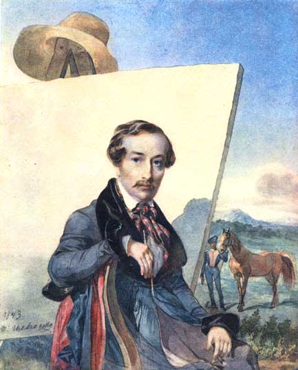 Портрет художника-баталіста О.Є. Коцюбу. Акварель. 1843.