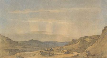 Вид на Кара-Тау з долини Апазир. 1851 папір, акварель.