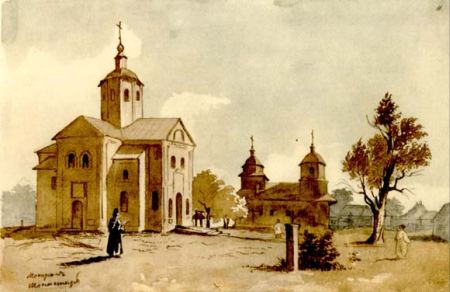 Мотрин монастир. 1845. Акварель.