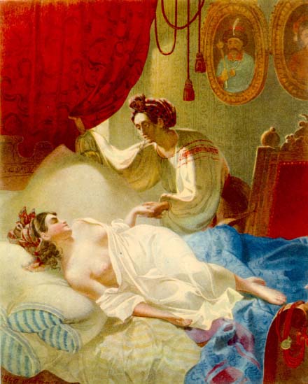 Марія. Малюнок до поеми О.С.Пушкіна "Полтава". 1840. Папір, акварель, бронза.