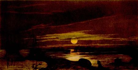 Місячна ніч на Кос-Аралі. 1848-1849. Папір, акварель.