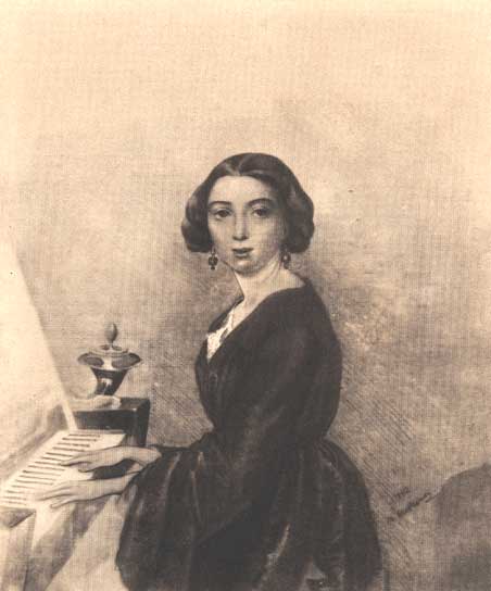 Портрет невiдомої бiля фортепiано. (Акварель). 1842